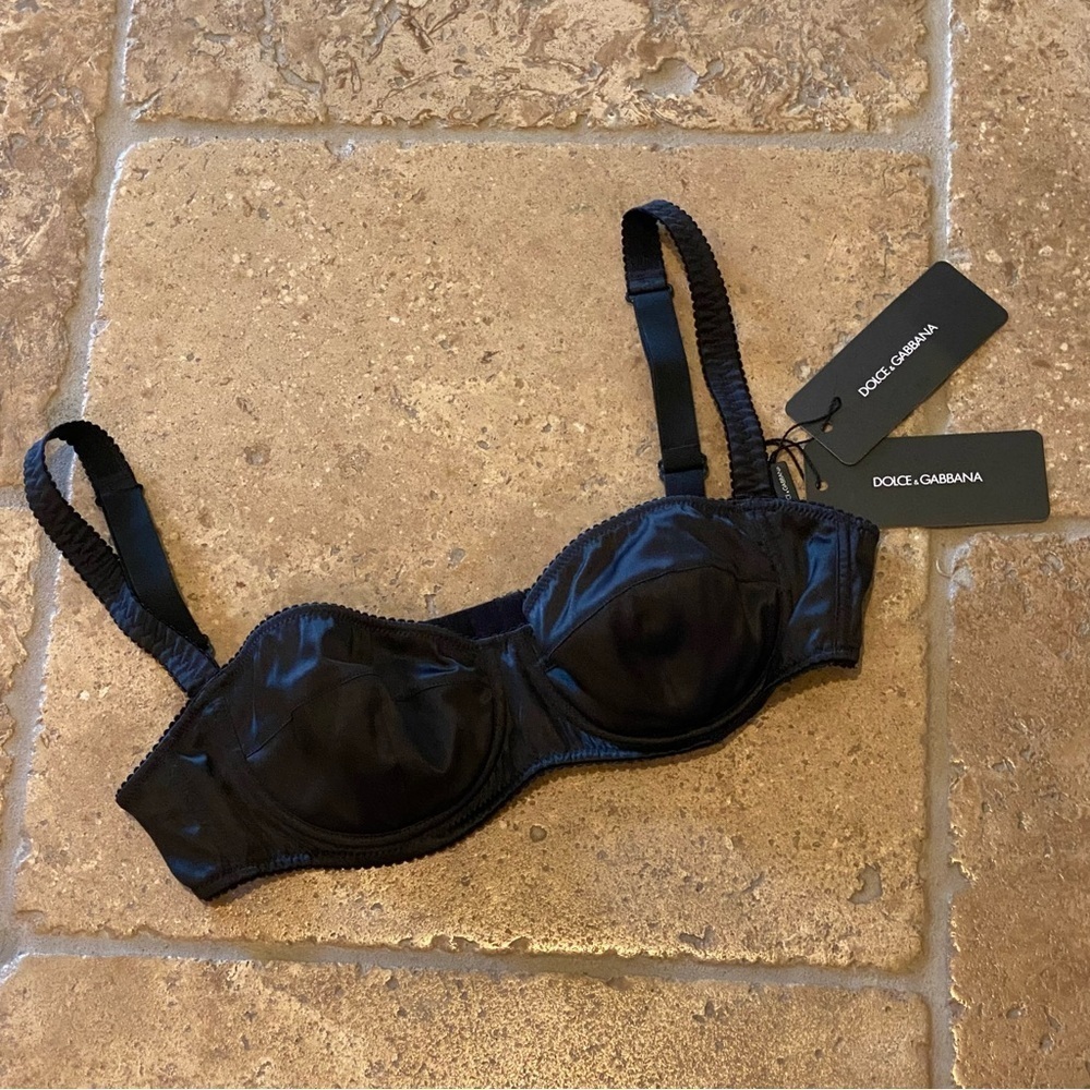 NWT~Dolce & Gabbana Black Silk Blend Bra Size 34B-Made in Italy